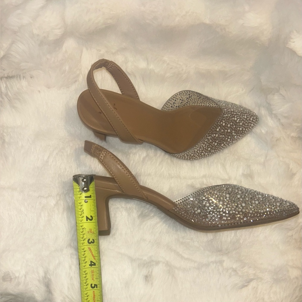 Women's Isabel Embellished Slingback Kitten Heels - A New Day Clear - Picture 6 of 9